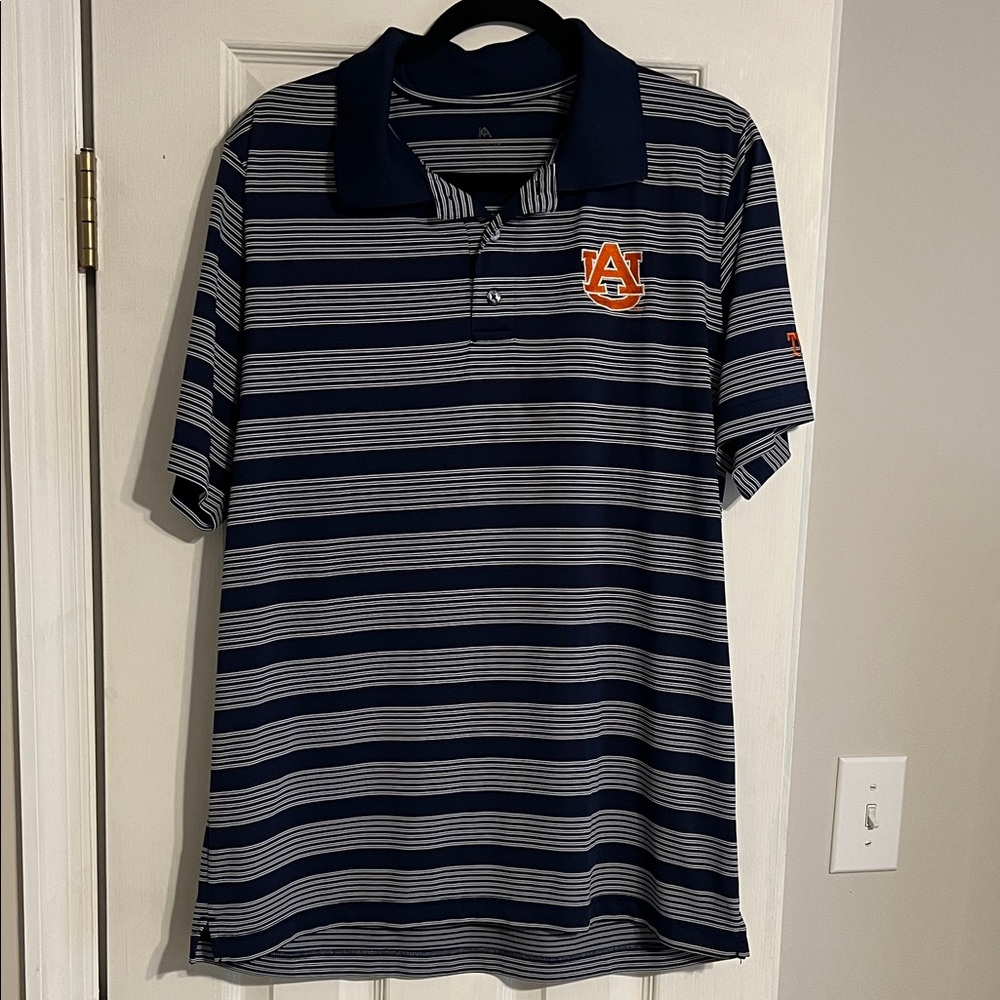 Auburn University Navy Striped Polo Shirt